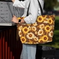 thumbnail image 7 of Zufioo Vintage Wood Grain Sunflower B Print Large Capacity Beach Travel Bag, Zippered Pocket Foldable Hand-held Shoulder Beach Bag, 7 of 7
