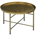 thumbnail image 1 of HOMCOM 24" Round Coffee Table with Hammered Tray Top Metal Center Table, 1 of 10