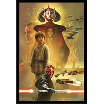 Star Wars: The Phantom Menace - Celebration Mural Wall Poster, 22.375" x 34", Framed