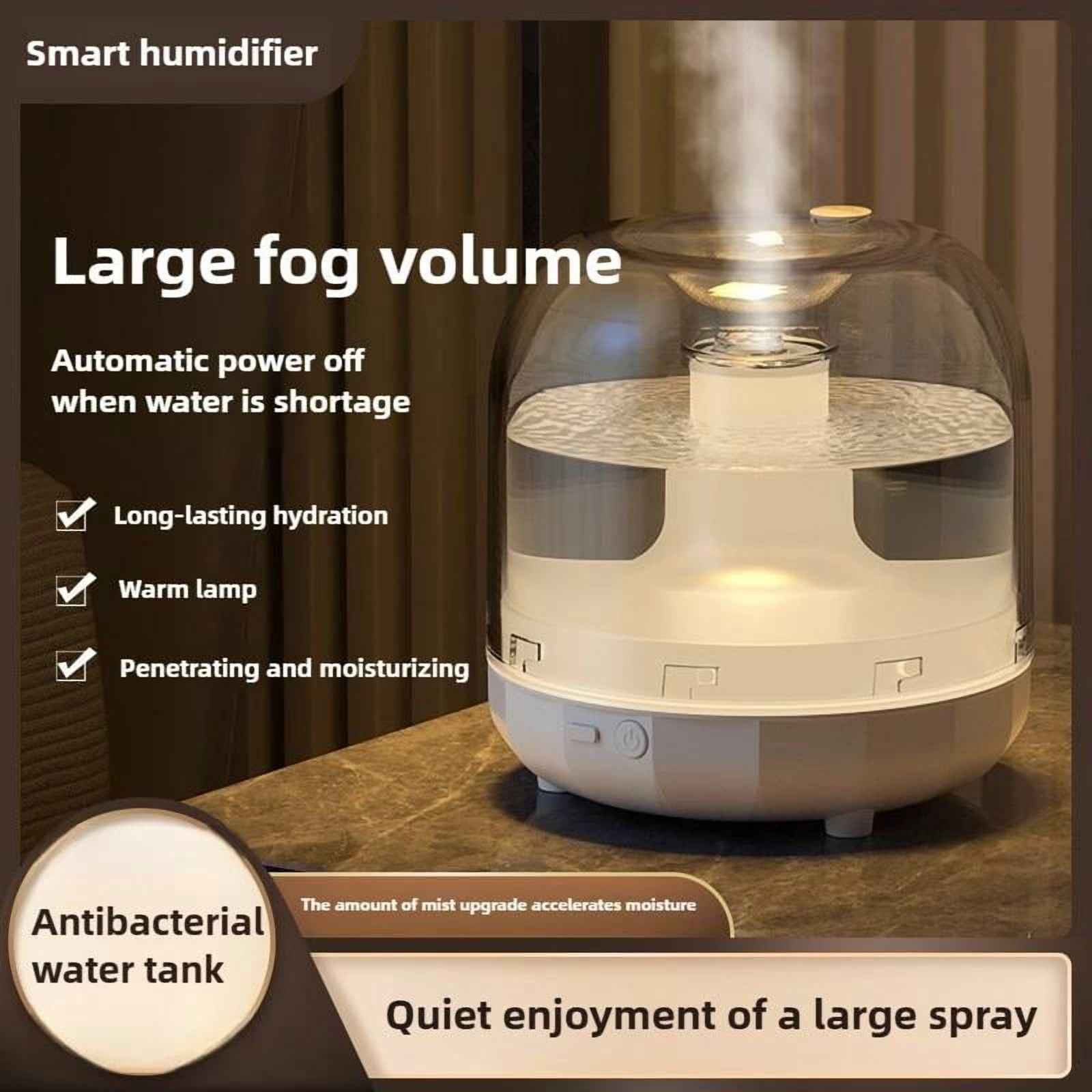 500ml Smart Humidifier Large Mist Output Auto Shutoff Warm Night Light Air Purification Quiet Operation for Home Office Nursery