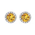 thumbnail image 2 of Paris Jewelry 18K White Gold 3 Carat Round Yellow Sapphire Halo Stud Earrings Plated Unisex, 2 of 5