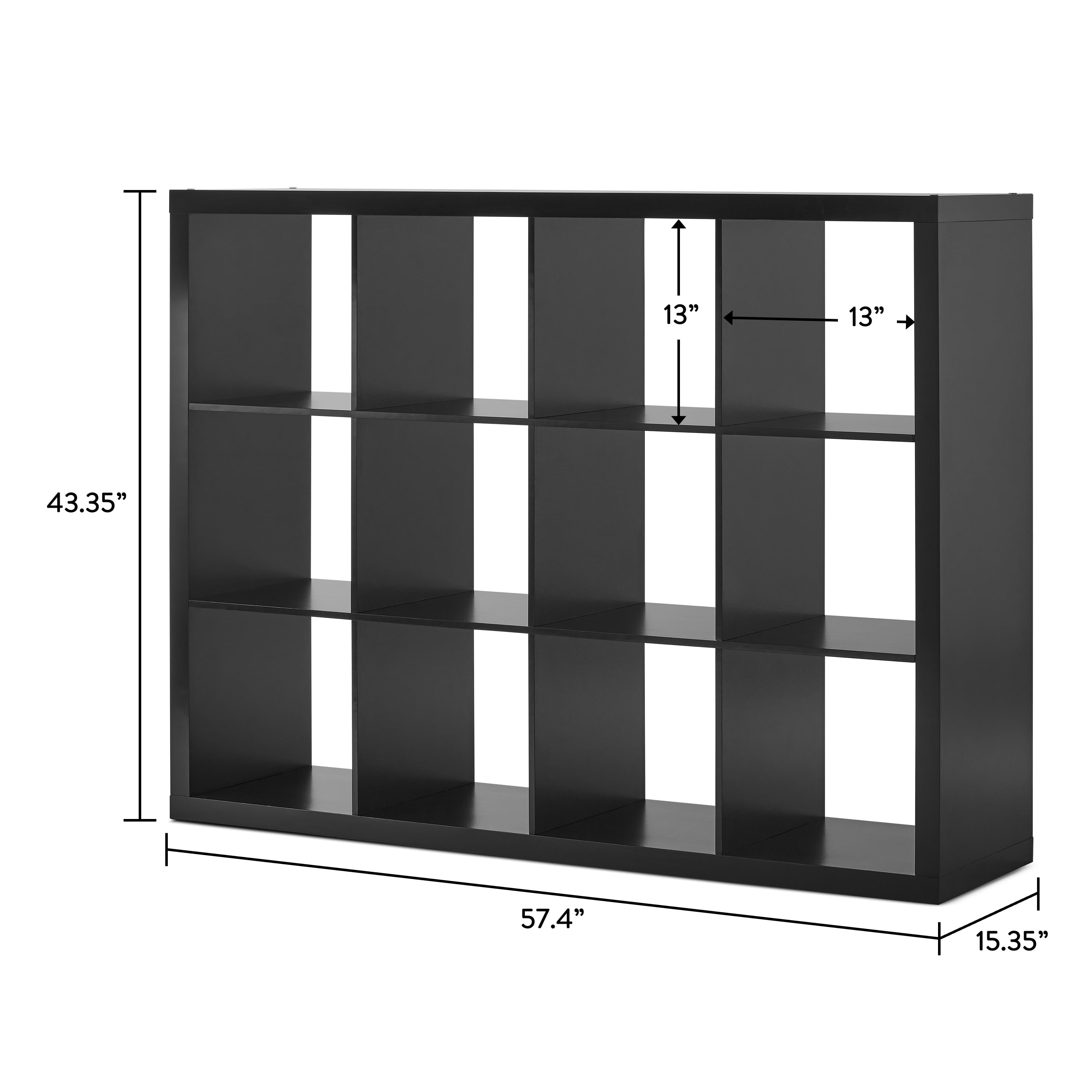 Better Homes & Gardens 12 Cube Storage Organizer, Solid Black