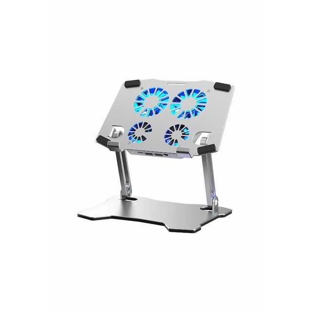 Foldable Mini Aluminum Alloy X16 Desktop Stand with 4 Cooling Fans - Height-Adjustable Tablet PC Holder and Small Notebook Radiator Bracket for Efficient Heat Dissipation