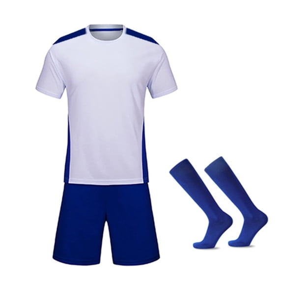 CPNG Boys Girls Summer Football Sports Outfits Short Sleeve Round Neck T-Shirt Shorts and Socks 3 Piece Set Kids Training Competition Set(White,15-16 Years)