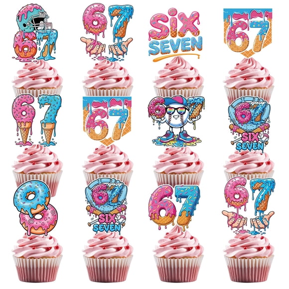 Musaeva Set de 36 toppers para cupcakes de cumpleaños 6 y 7