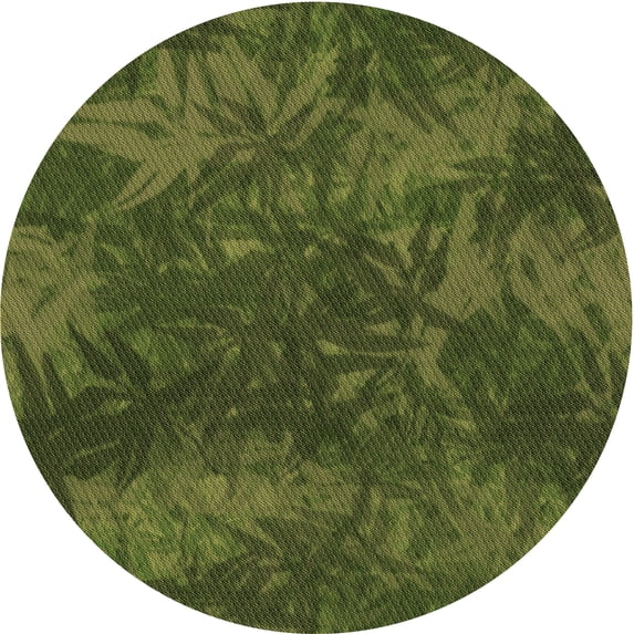Ahgly Company Machine Washable Indoor Round Transitional Dark Forest Green Area Rugs, 4' Round