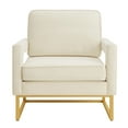 thumbnail image 4 of Cterwk Modern Style Accent Chair with Gold Metal Base, Velvet Upholstered Leisure Chair for Home, Office, Dining Room, Cream White, 4 of 9