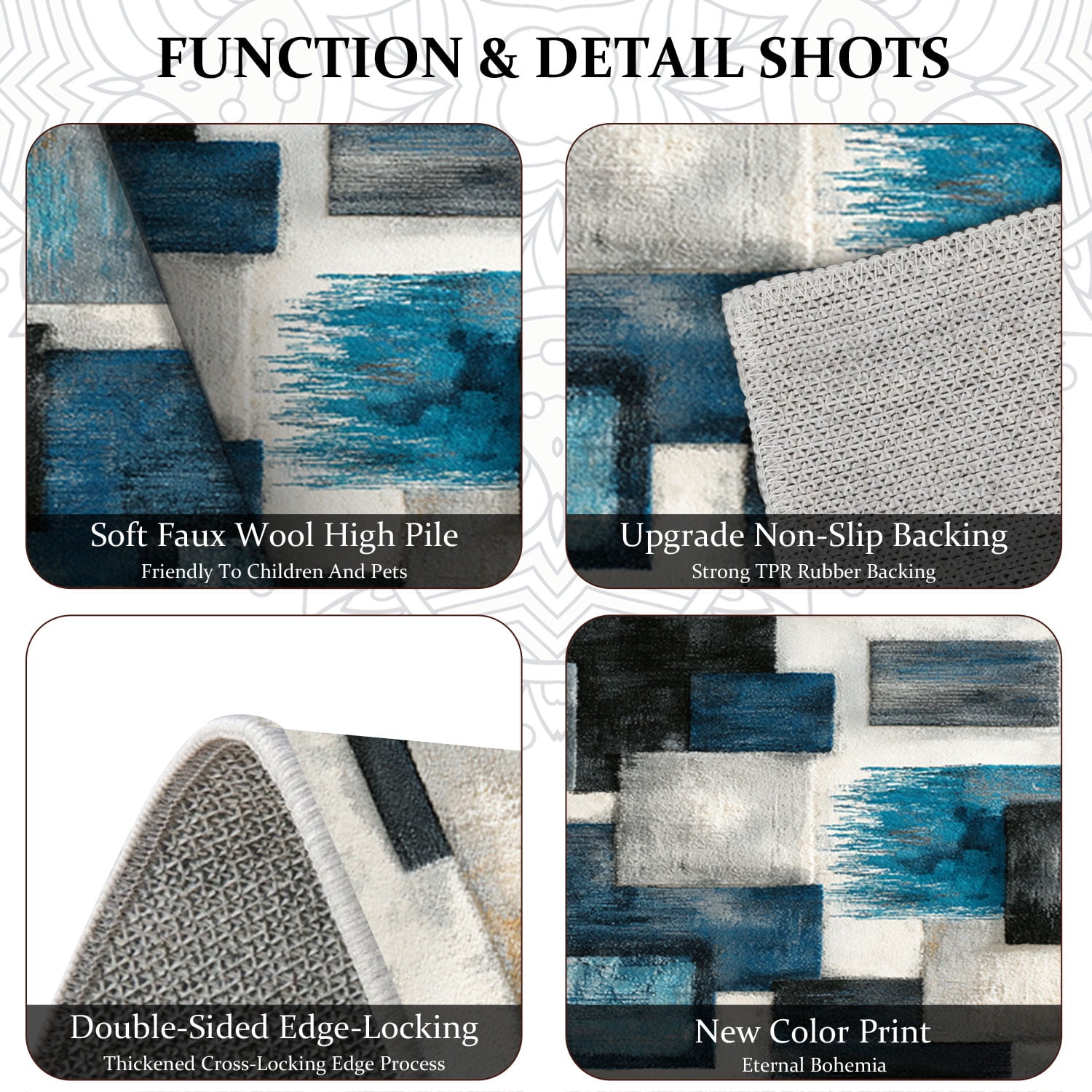 3 Piece Kitchen Rug Set, Non-Slip And Washable, Abstract Pattern Kitchen Hallway Rug, Soft And Comfortable, Suitable For Sinks, Floors, Entrances, Hallways and Bathrooms