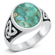 CHOOSE YOUR COLOR Vintage Celtic Simulated Turquoise Ring .925 Sterling Silver Band Blue CZ Female Size 8