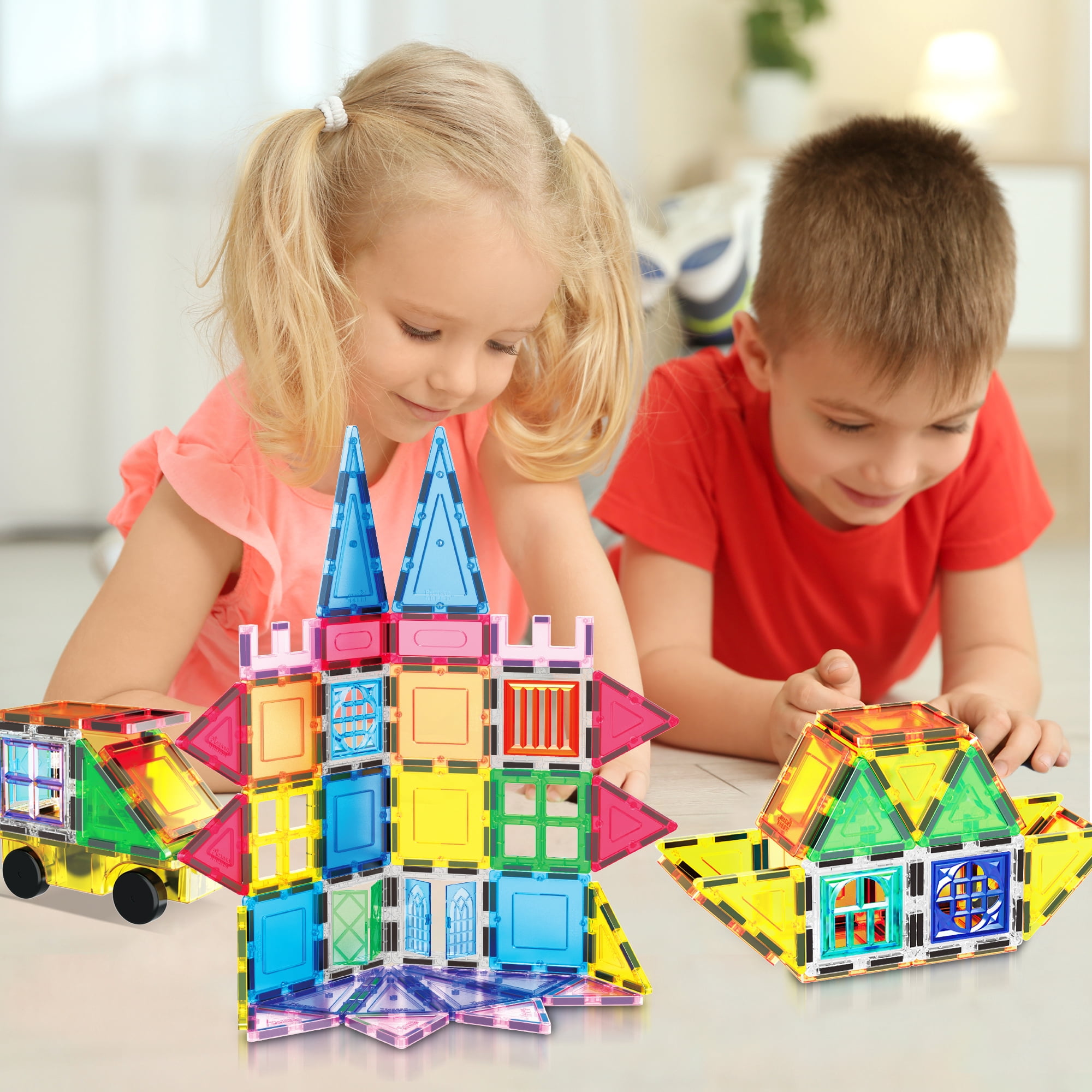 PicassoTiles Magnetic Tiles for Kids with Tote Bag – 101PCS STEM Construction Building Blocks Educational Toy Set