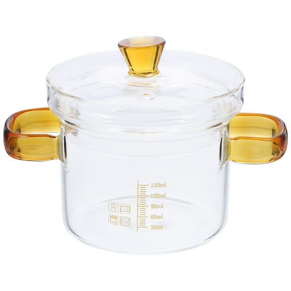 HOMEMAXS Small Glass Stew Pot with Lid and Double Handles Kitchen Cooking Pot