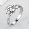 thumbnail image 3 of Round Cut 6-Claw AAA CZ 925 Silver Band Women's Engagement Wedding Ring Size 4-9, 3 of 5