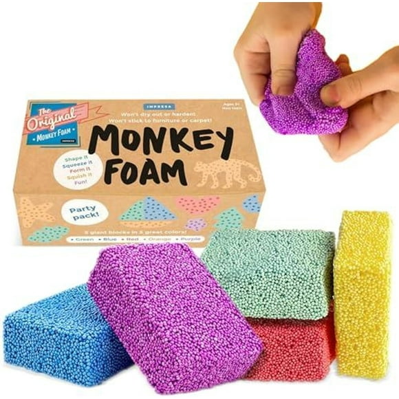 Monkey Foam Giant Foam Blocks - 5-Pack - Calming Sensory Play & Sensory Toys for Kids - Squishy Molding & Creative Toys - Holiday Stocking Stuffer & Fidget Gear - Ages 3+