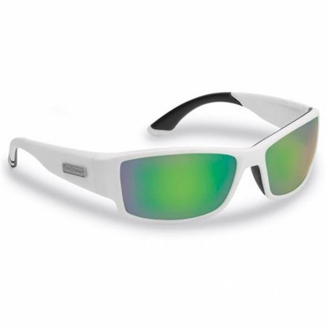 Flying Fisherman 7717WSB Razor Polarized Sunglasses, Matte White Frames, Smoke-blue Mirror Lenses