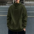 thumbnail image 4 of Chiccall Mens Turtleneck Hoodies Casual Fleece Sweatshirt Solid Stylish Pullover Hoodie with Pockets, 4 of 5