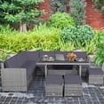 thumbnail image 3 of Gymax Ensemble de Conversation pour Terrasse en Rotin 7 Pcs, Sectionnel, avec Coussins Gris, 3 of 10