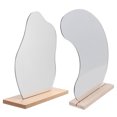 thumbnail image 2 of 2pcs Makeup Mirrors Desktop Frameless Mirrors Cosmetic Mirrors with Wooden Base, 2 of 8