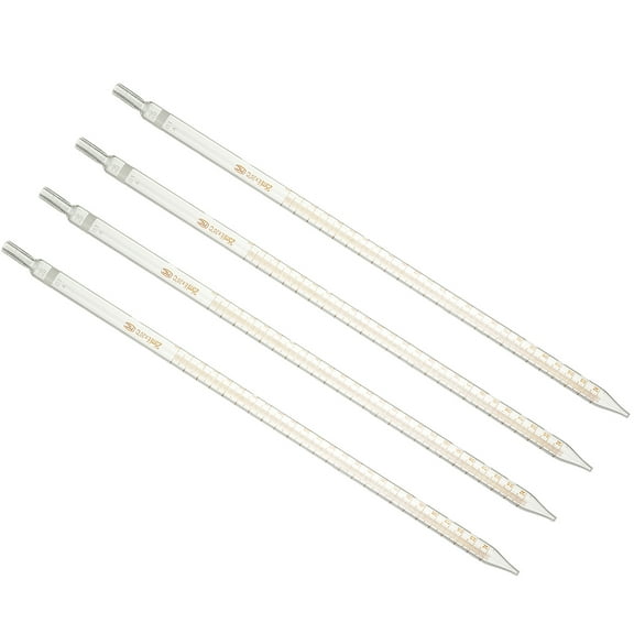 Graduated Dropper Pipettes 4 Pcs 25ml Reusable Borosilicate Glass Pipette for Transfer Liquid for Laboratory, Chemistry, Clear