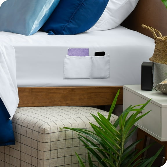 Bare Home Premium 1800 Collection Dual Pocket 4-Piece Bed Sheet Set, Queen, White