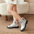 thumbnail image 7 of breaise Girls Toddler Bow Ankle Boots Glitter Sequin Side Zipper Low Chunky Heel Fall Winter Dress Booties Shoes, 7 of 7