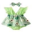 thumbnail image 1 of PENGXIANG Robe de Princesse en Mélange de Coton Confortable pour Bébé Fille Robe de Fête à Volants Manches Volantes Florale Verte 3-6 Mois, 1 of 8