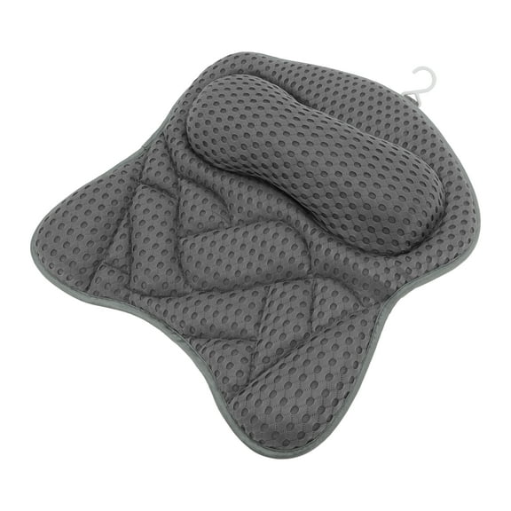 Unique Bargains 1 Pc Curved Style Bath Pillow for Head and Neck 16.14"x17.32"x2.36" Gray