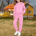 thumbnail image 5 of Ulanda Kids Sweatsuits 2 Piece Set Boys Girls Athletic Tracksuit Tween Trendy Jogging Suits Fall Winter Sweatpants Hoodie (Pink, 9-10 Years), 5 of 6