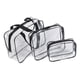 thumbnail image 1 of Kit de 3 bolsas de aseo de viaje de PVC transparente para mujeres y hombres, organizador de vinilo impermeable, bolsas de maquillaje transparentes negras, 1 of 6