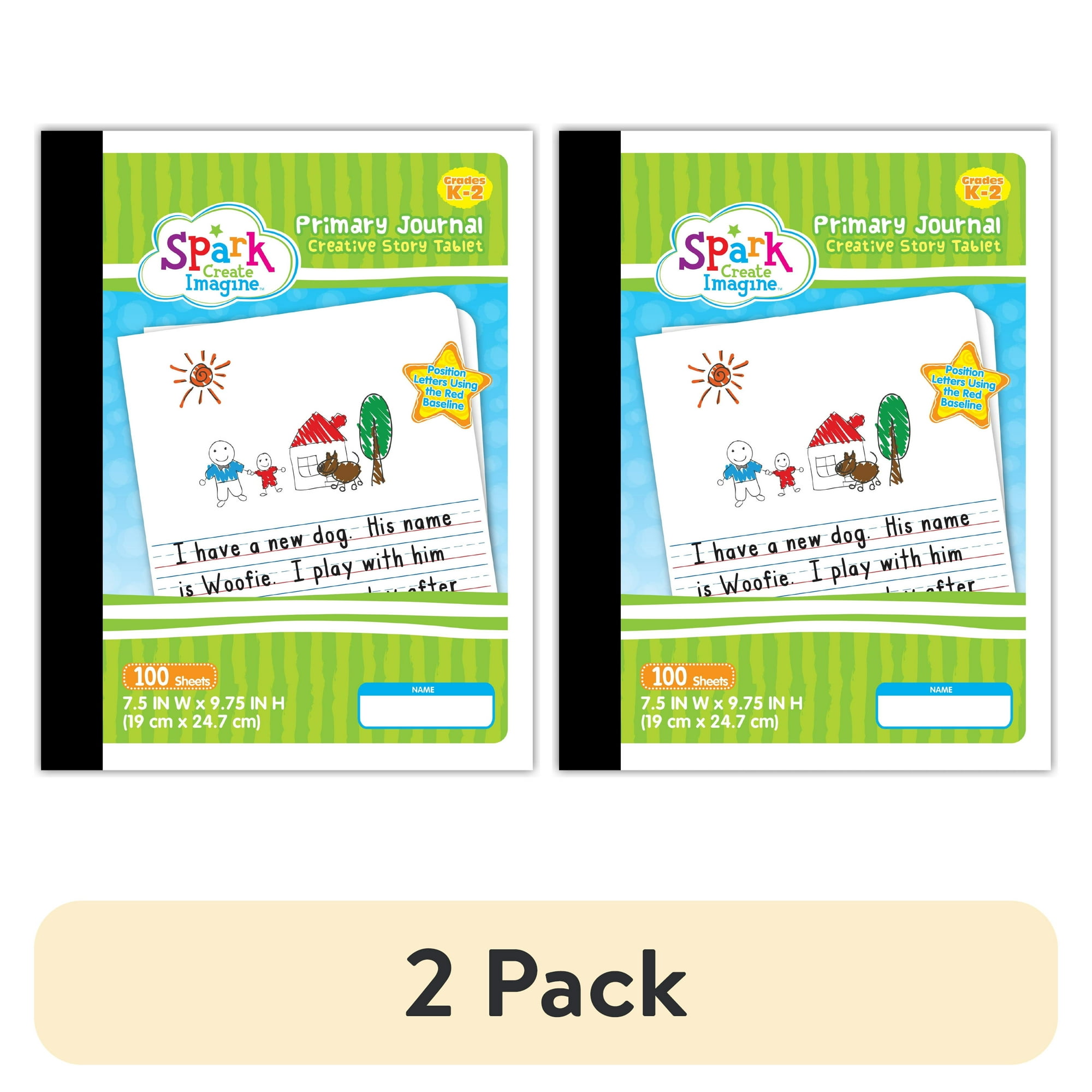(2 pack) Spark Create Imagine Primary Journal, 100 Sheets, 9.75 in x 7.5 in, Half-Page Rule