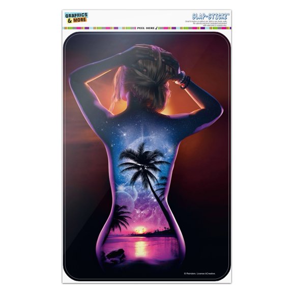 Tropical Sunset Paradise on Woman's Back Home Business Office Sign