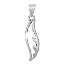 Sterling Silver Surfboard Water Leaf Pendant Ocean Wave Cutout Swish Open Charm Jewelry Female