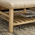 thumbnail image 5 of Square Ottoman Coffee Table for Living Room, 32" Farmhouse Upholstered Center Table with Storage Wooden Shelf, Countryside Faux Leather Coffee Ottoman for Reception, Beige, 5 of 9