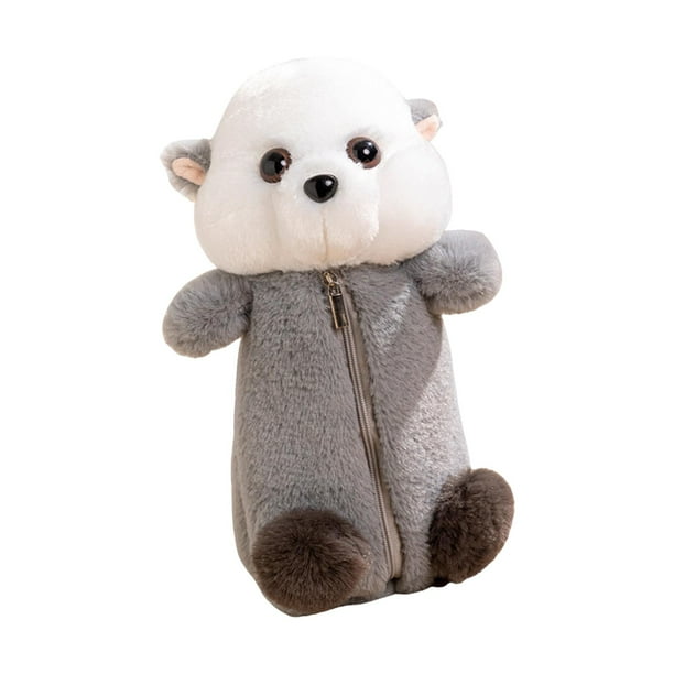 Estuche de peluche suave y duradero con cierre de cremallera, novedoso, ligero, con dibujos animados para maquillaje. Estilo D