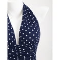 thumbnail image 5 of Black & White Polka Dot Deep V-Neck Halter Backless Fitted Mini Dress with Ruffle Hem, 5 of 10