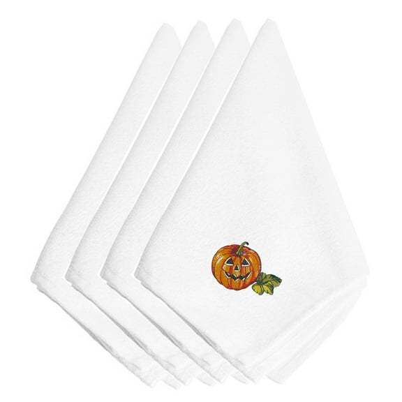 Carolines Treasures EMBT3507NPKE Halloween Jack O Lantern Embroidered Napkins (Set of 4), 20", Multicolor