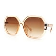 thumbnail image 4 of Womens Octagon Butterfly Designer Oversized Fashion Plastic Sunglasses Peach - Brown, 4 of 8