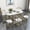 Golden+White + Iron + Modern, variant on Luckynote Modern 7-Piece Dining Table Set with Faux Marble Compact 55Inch Kitchen Table Set for 6, Golden+White