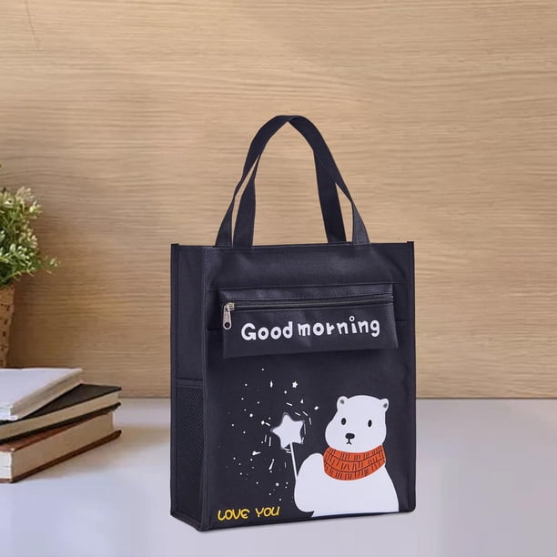 Cute Kids Tote Bag Actividad infantil Tote Bag Impermeable Heavy Duty Bolsas de comestibles diarias Cremallera para pequeños Niñas al aire libre Oso lindo Salvador bolso de los niños