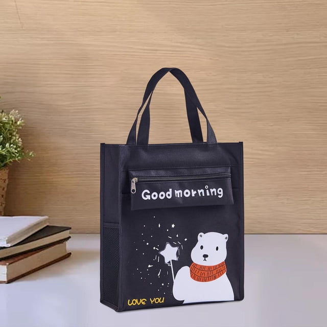 Cute Kids Tote Bag Actividad infantil Tote Bag Impermeable Heavy Duty Bolsas de comestibles diarias Cremallera para pequeños Niñas al aire libre Oso lindo Salvador bolso de los niños