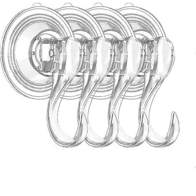4pcs Suction Hooks, Clear Reusable Heavy Duty Vacuum Suction Cup Hooks