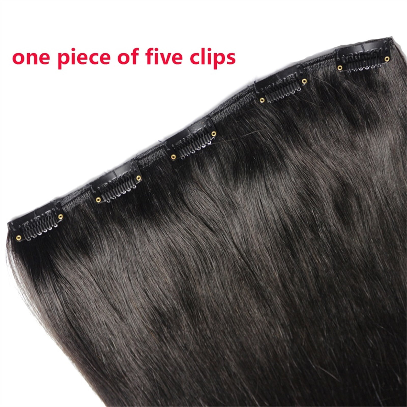 Clip in Hair Extensions Real Human Hair Natural Black Hair Extensions Clip in Human Hair Double Weft, Soft Straight Hair Extensions with 5 Clips Clip In One Piece