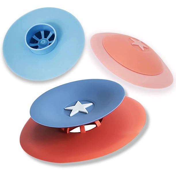 Juego de 3 tapones de drenaje para ducha, coladores de silicona para desagüe de bañera, recogedor de pelo de silicona, tapones de drenaje para ducha, fáciles de instalar y limpiar para baño, bañera y cocina. BRI Rojo Verde