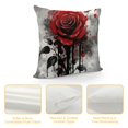 thumbnail image 4 of Creowell Red Rose Black and White Flowers Gothic Art Pillow Covers for Couch Sofa Indoor Outdoor Pillow Case Pillowcase 1PC 12x12in, 4 of 5