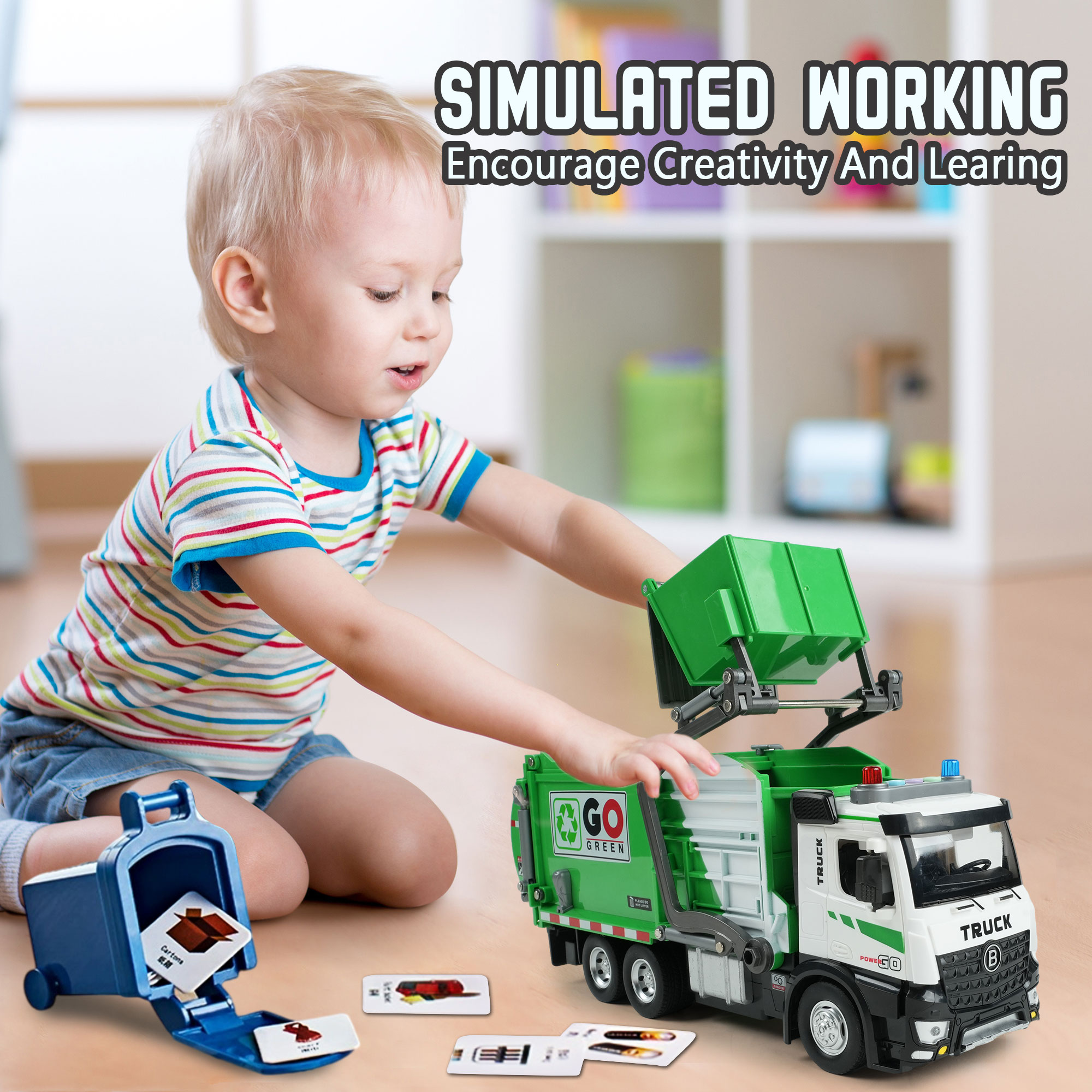 JBeeCtrl Garbage Truck Toy with Lights & Sounds photo 2