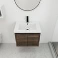 thumbnail image 2 of Hassch 24-Inch Wall Mounted Bathroom Vanity with Sink Combo, Modern Bathroom Vanity Set with Top Resin Basin, 2-Doors Wood Hanging Bath Cabinet for Small Space (California Walnut), 2 of 9