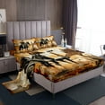 thumbnail image 1 of Erosebridal Ensemble de Draps Rétro Cowboy Format Grand, Draps Aquarelle Cheval Cactus Grand, Déco de Ferme, Réversible, Ultra Doux, 4 Pcs, 1 of 7