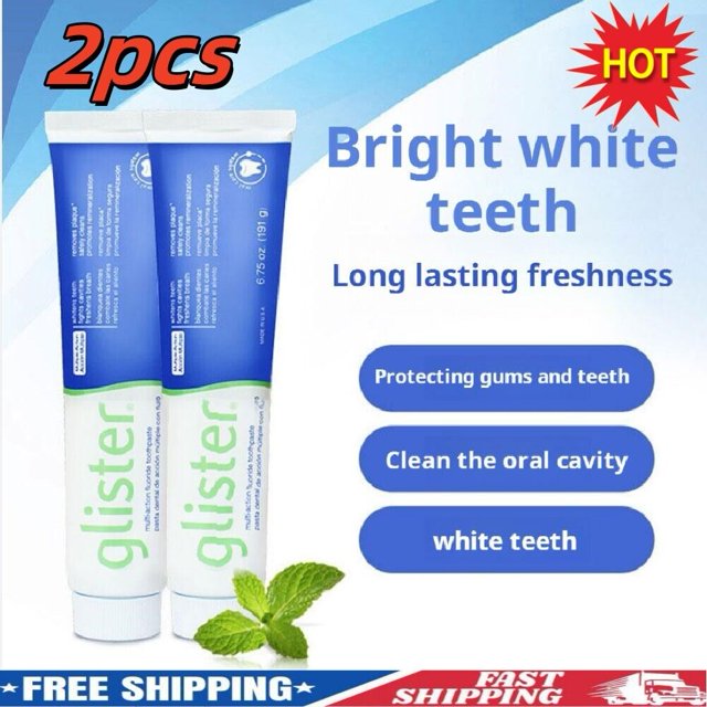 Pasta dental con flúor multiacción Glister (2 unidades, 200 g) que blanquea mejor los dientes.