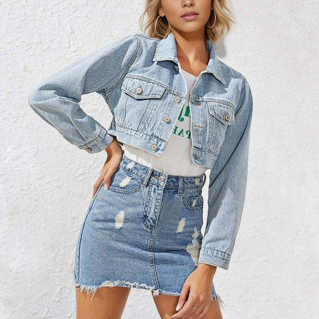 HUITKMM Veste en Jean Femme Veste en Denim Extensible pour Femmes