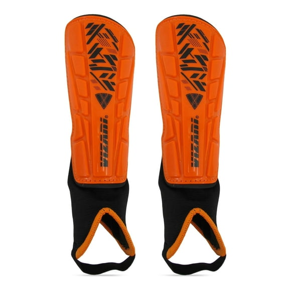 Espinillera de fútbol Vizari Malaga para niños naranja/negra, talla XXS