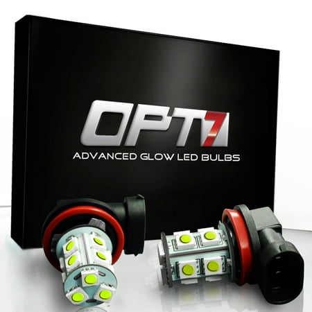 OPT7 Show Glow H11 LED Fog Light Bulbs - 13-SMD 6000K Cool White @ 190Lm per bulb - Plug-n-Play (Pack of
